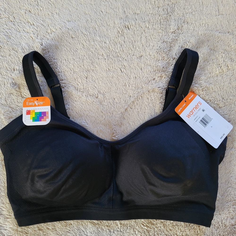 Warner's Women's Black Easy Bra - Large